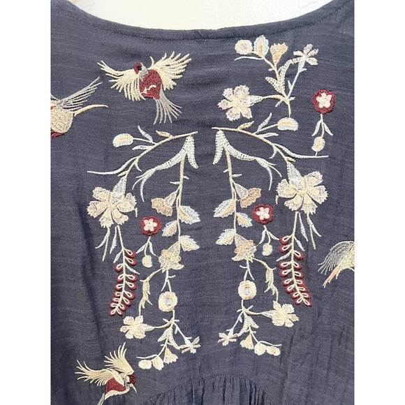 UMGEE Blue  Embroidered  Boho Bell Sleeve Crew Neck Women's Size S Shift Dress - Picture 8 of 11